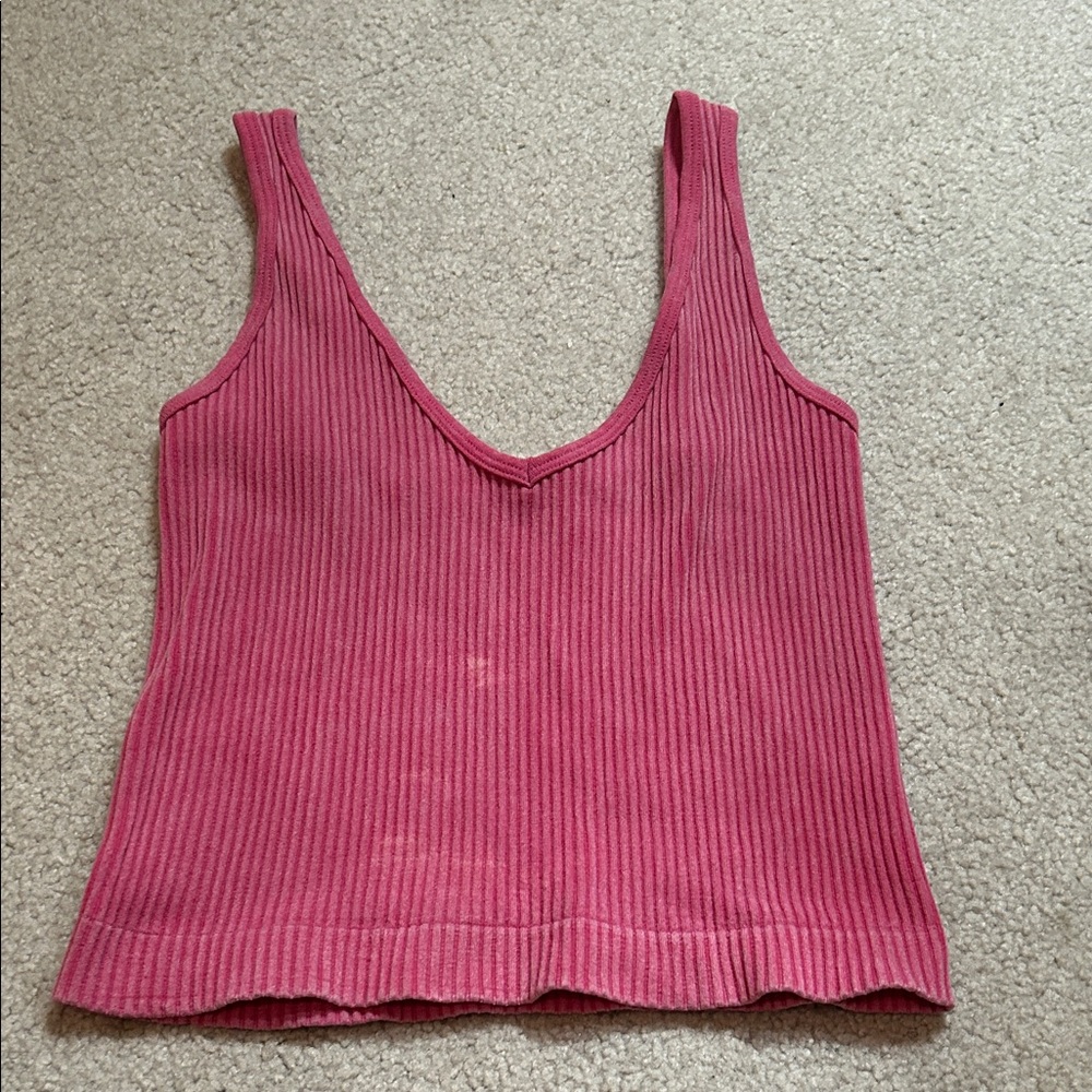 Aura Deep Pink Ribbed Tank Top